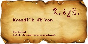 Kresák Áron névjegykártya