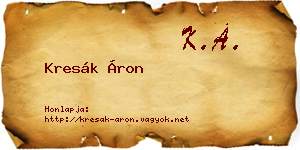 Kresák Áron névjegykártya